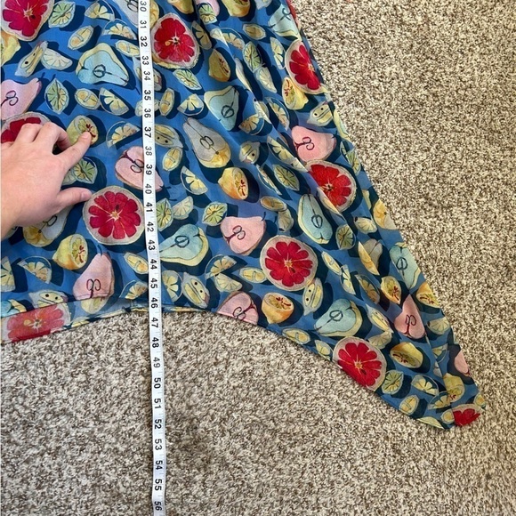 Hutch Blue Fruit Tropical V-Neck Flowy Midi Dress Size 0X Vacation Beach - Picture 7 of 7